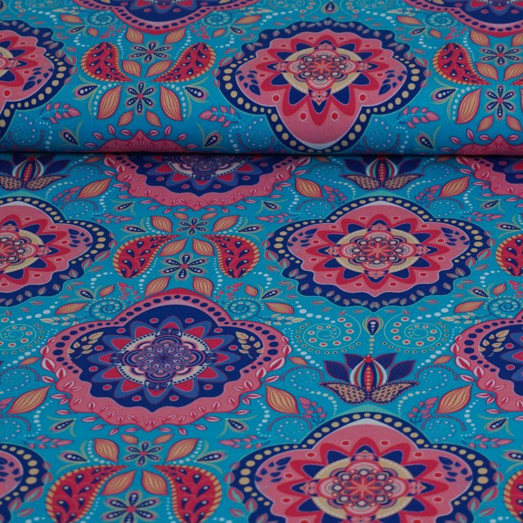 Preview: French Terry Mandala türkis